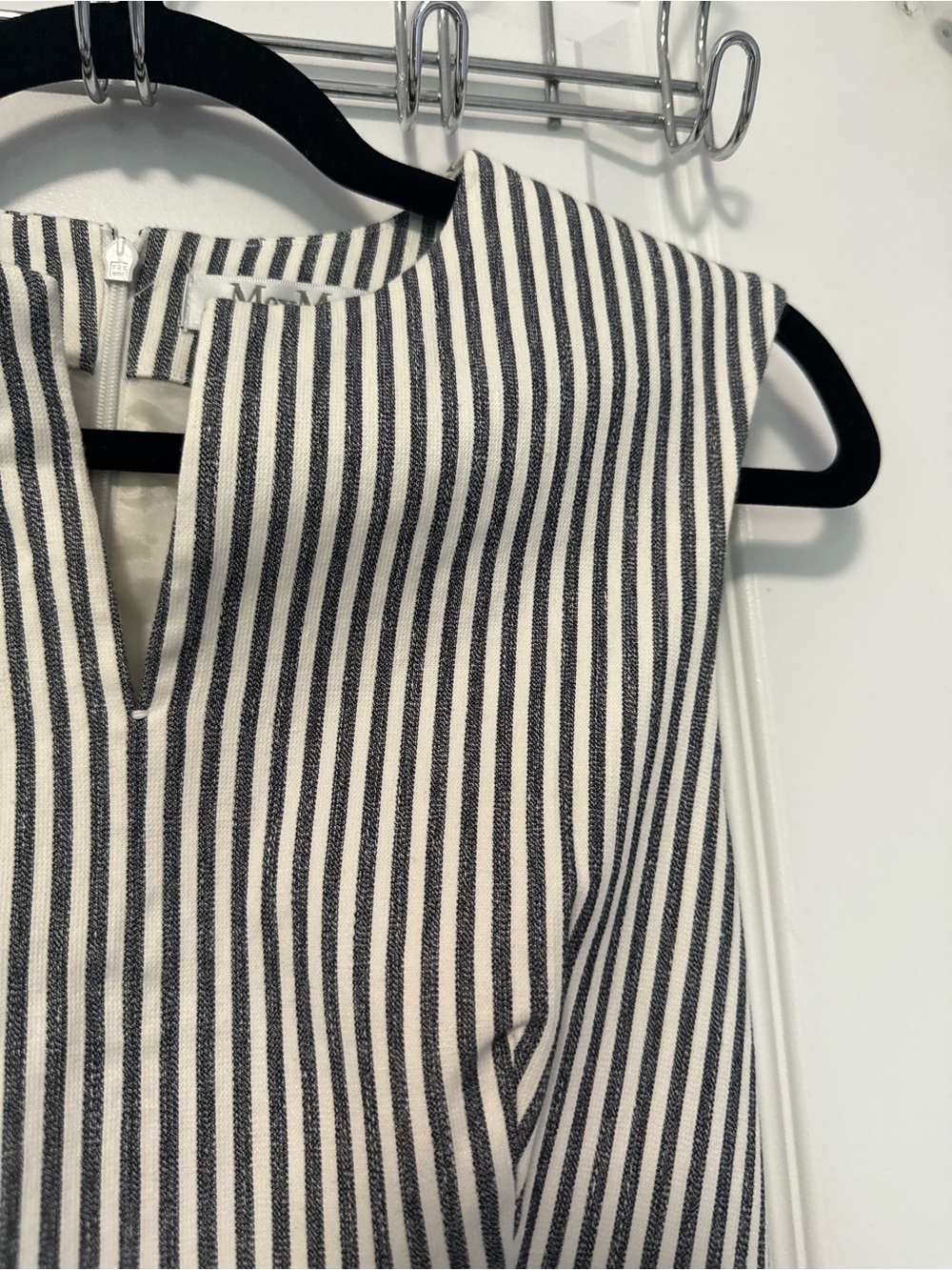 MaxMara Caraffa Striped Cotton and Linen Blend Dress 2 - Picture 7 of 10
